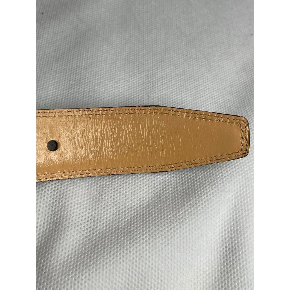 Lands' End Leather Upper Gloss Brown & Gold Belt Size US 38 Workwear Formal